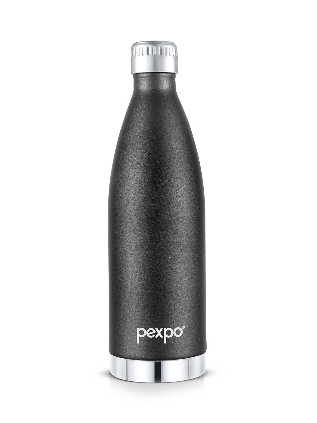 Pexpo Extreme Knight Black ISI Certified Thermosteel Hot & Cold Flask Water Bottle - 830ml