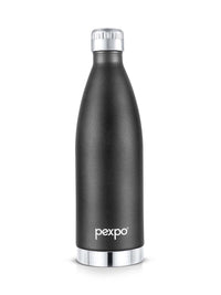 Pexpo Extreme Knight Black ISI Certified Thermosteel Hot & Cold Flask Water Bottle - 830ml