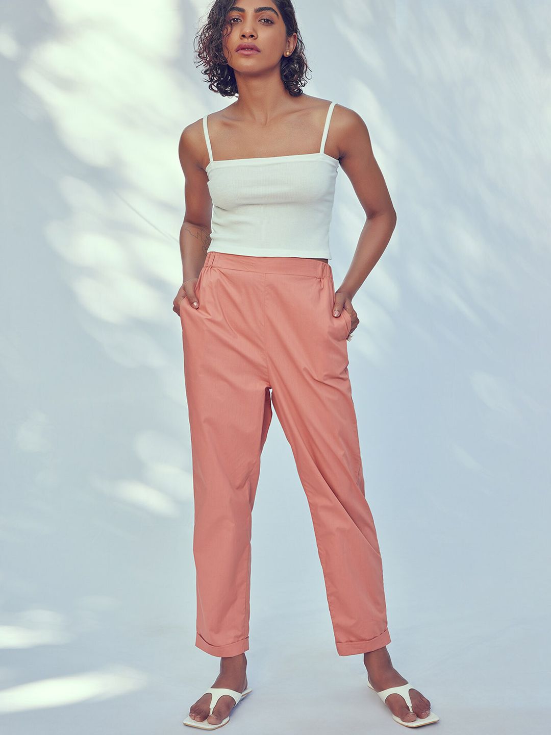 The Label Life Women High-Rise Cotton Trousers
