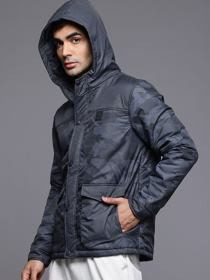 HRX by Hrithik Roshan Abstract Print Hooded Padded Jacket