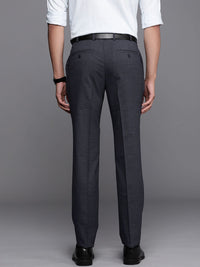 Raymond Men Mid Rise Self Design Textured Slim Fit Formal Trousers