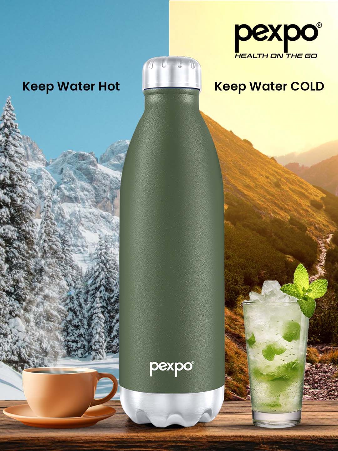 PEXPO Electro ISI Diserahkan Thermosteel 24 Hrs Botol Air Hijau Panas & Sejuk- 1800ml