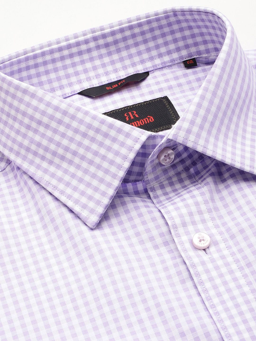Raymond Slim Fit Gingham Checks Opaque Pure Cotton Formal Shirt