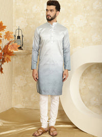 SOJANYA Striped Band Collar Long Sleeves Regular Kurta With Churidar