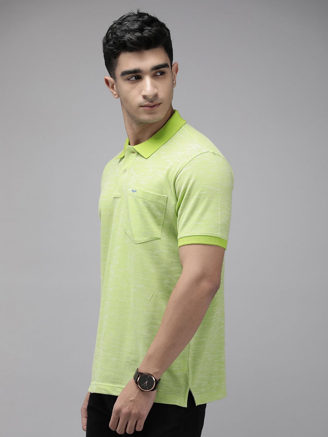 Park Avenue Self Design Polo Collar Pocket Slim Fit T-shirt