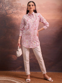 Vishudh Floral Printed Shirt Collar Ethnic Tunic