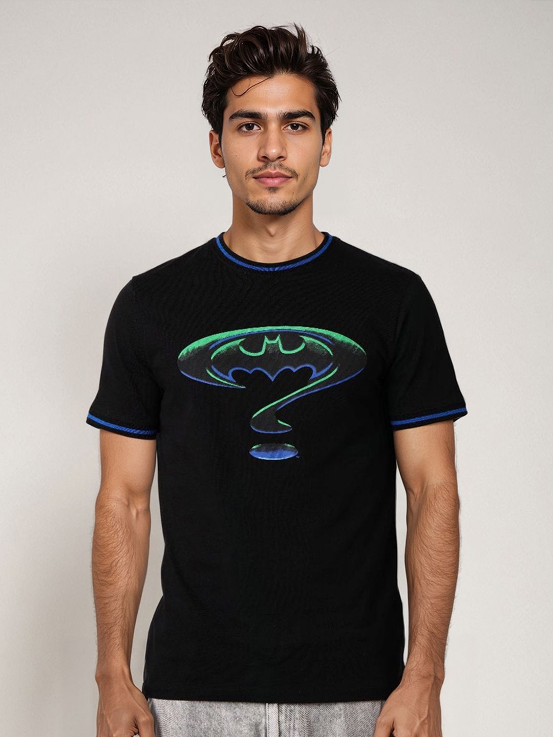 The Indian Garage Co Men Batman Graphic Printed Round Neck Pure Cotton Slim Fit T-shirt