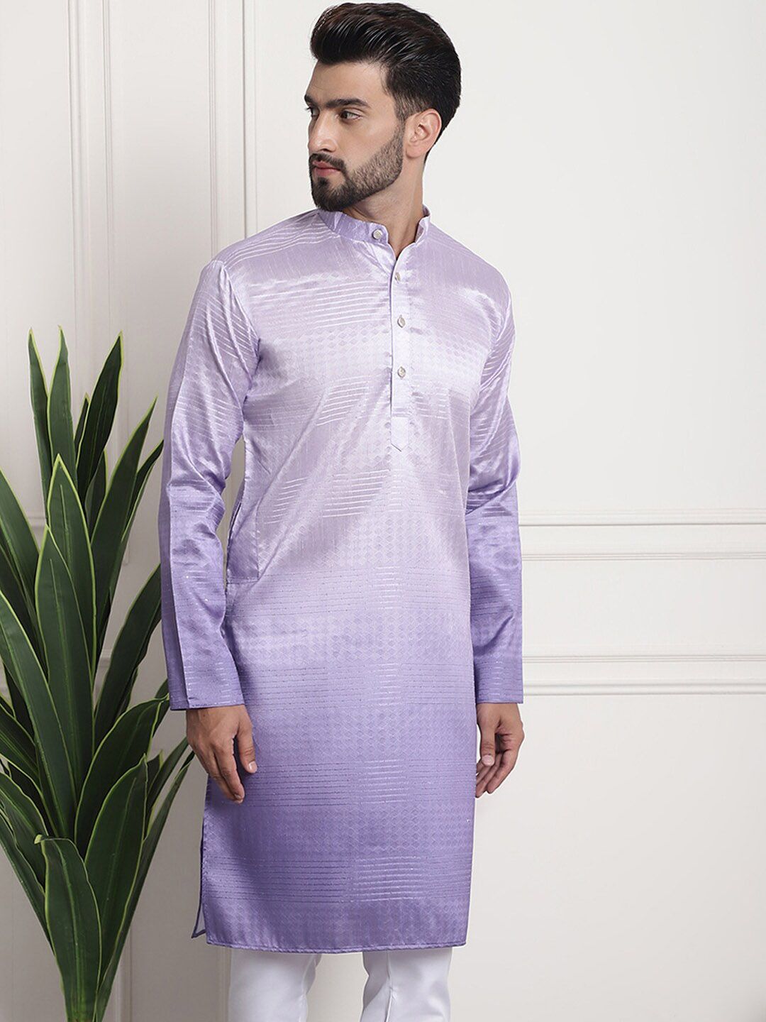 SOJANYA Rekaan Tenunan Kolar Mandarin Silk Cotton Kurta