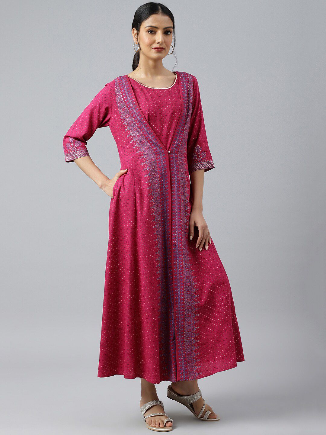W Festive Geometric Print Rayon Jumpsuit