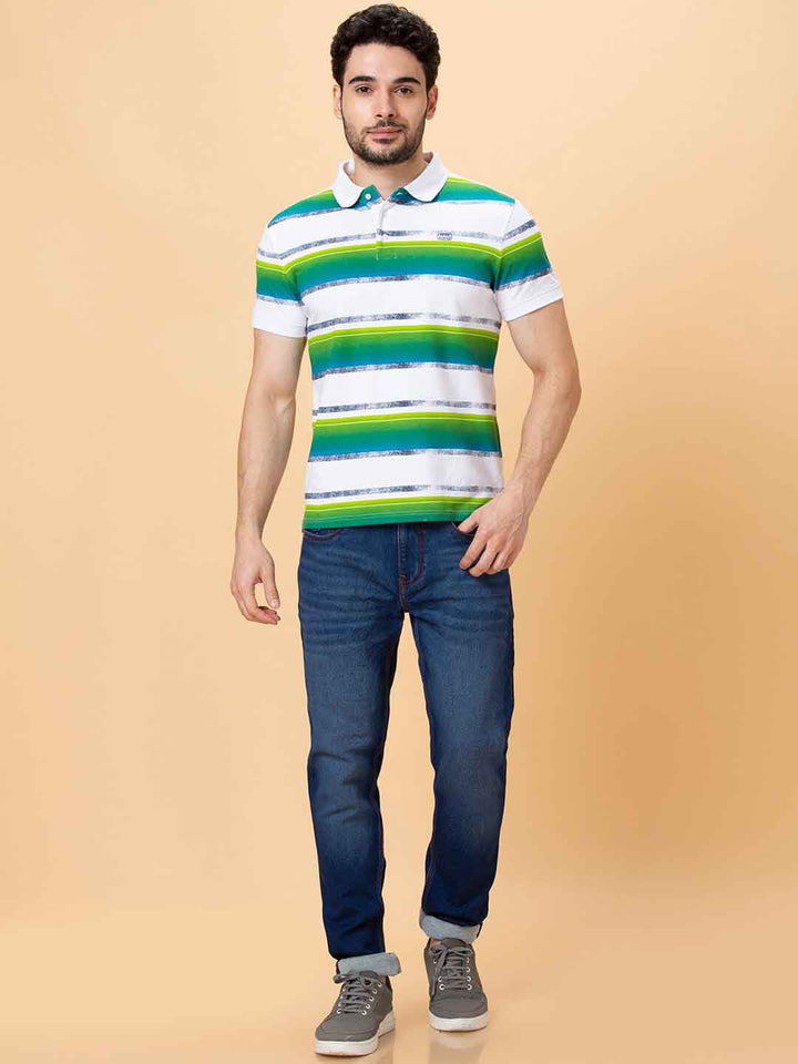 Being Human Striped Polo Collar Cotton Short Sleeves T-shirt