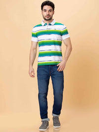Being Human Striped Polo Collar Cotton Short Sleeves T-shirt