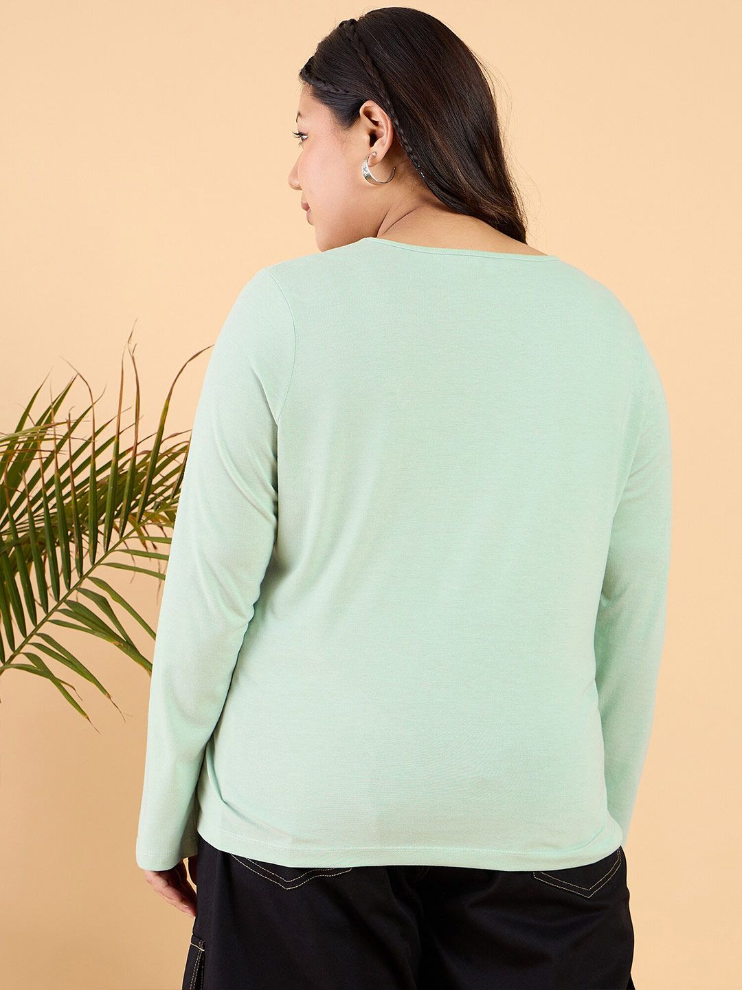 CURVY STREET Plus Size V-Neck Cotton Relaxed Fit T-shirt