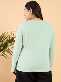 CURVY STREET Plus Size V-Neck Cotton Relaxed Fit T-shirt