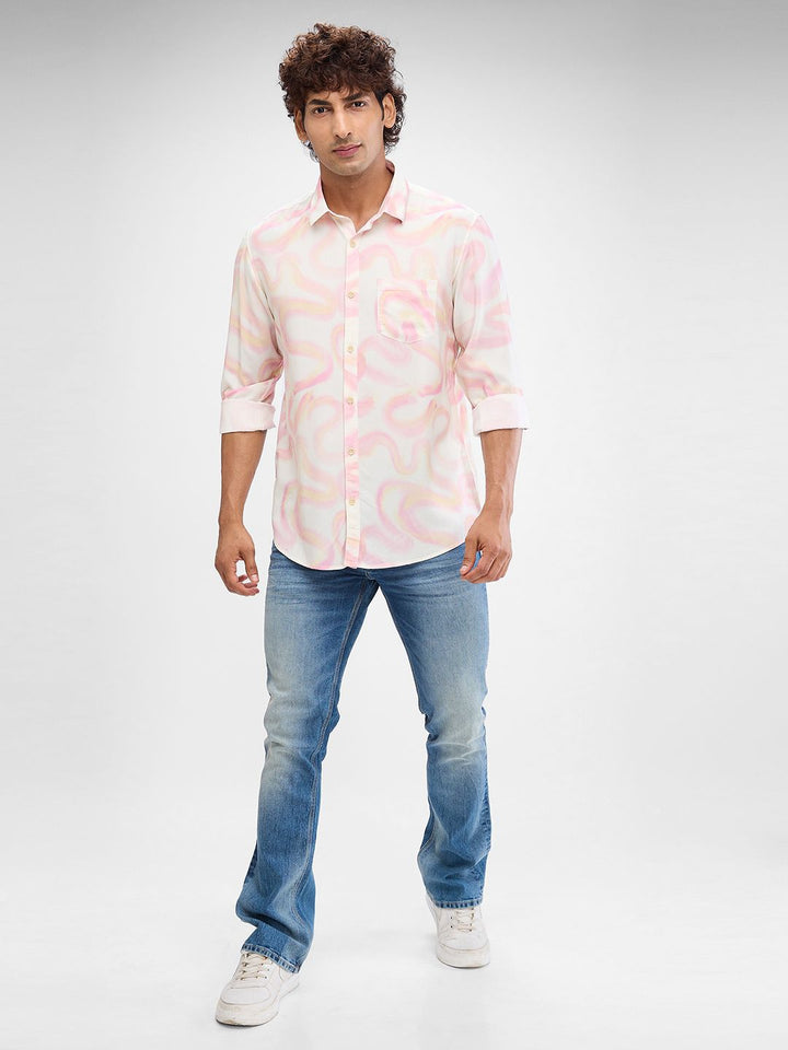 SPYKAR Men Slim Fit Abstract Printed Casual Shirt