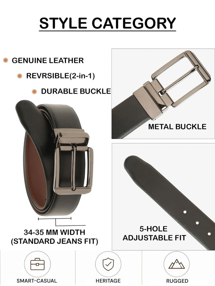 Teakwood Leathers Men Textured Leather Reversible Belt