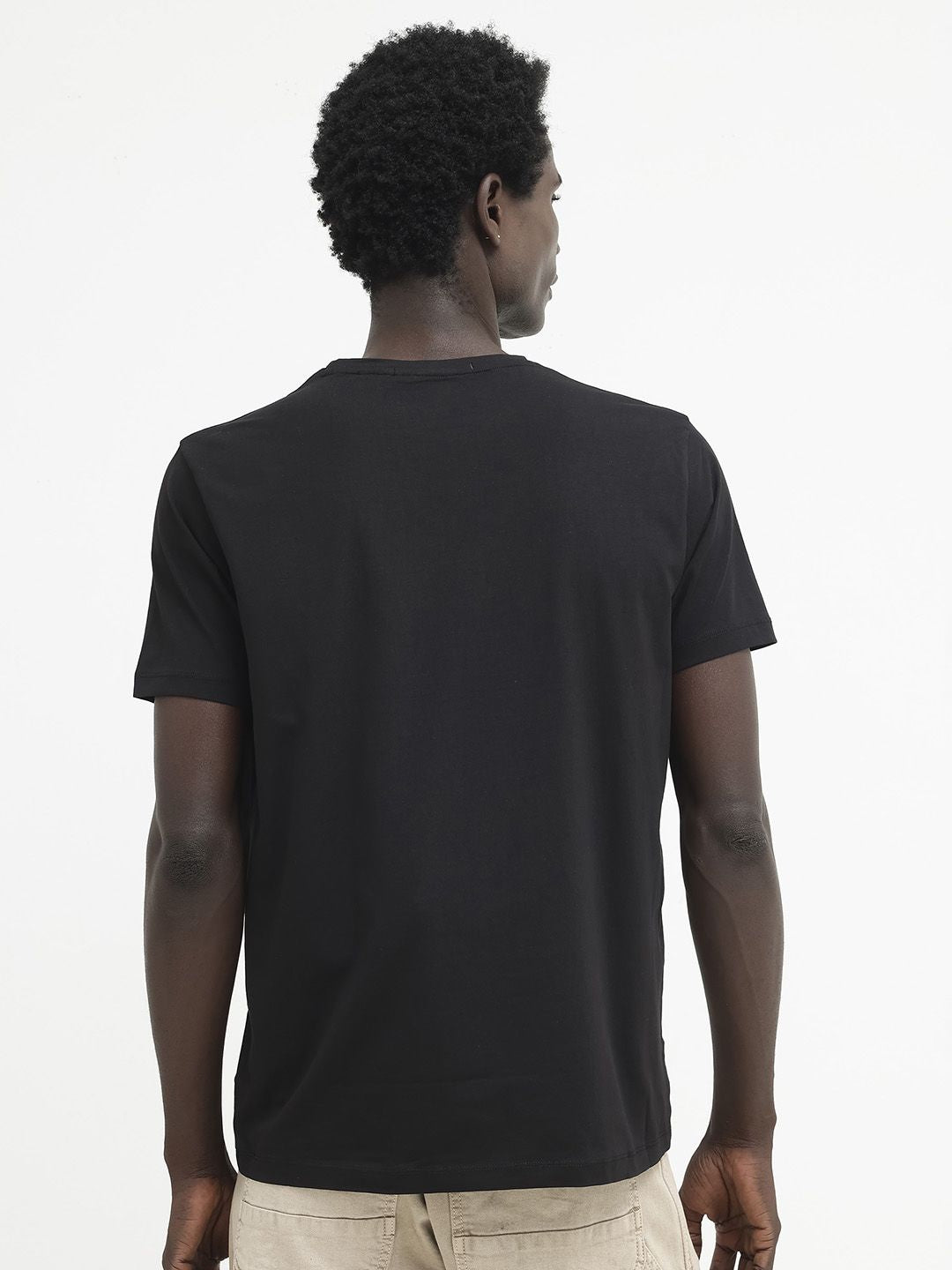 RARE RABBIT Men Ammos Round Neck Cotton Slim Fit T-Shirt