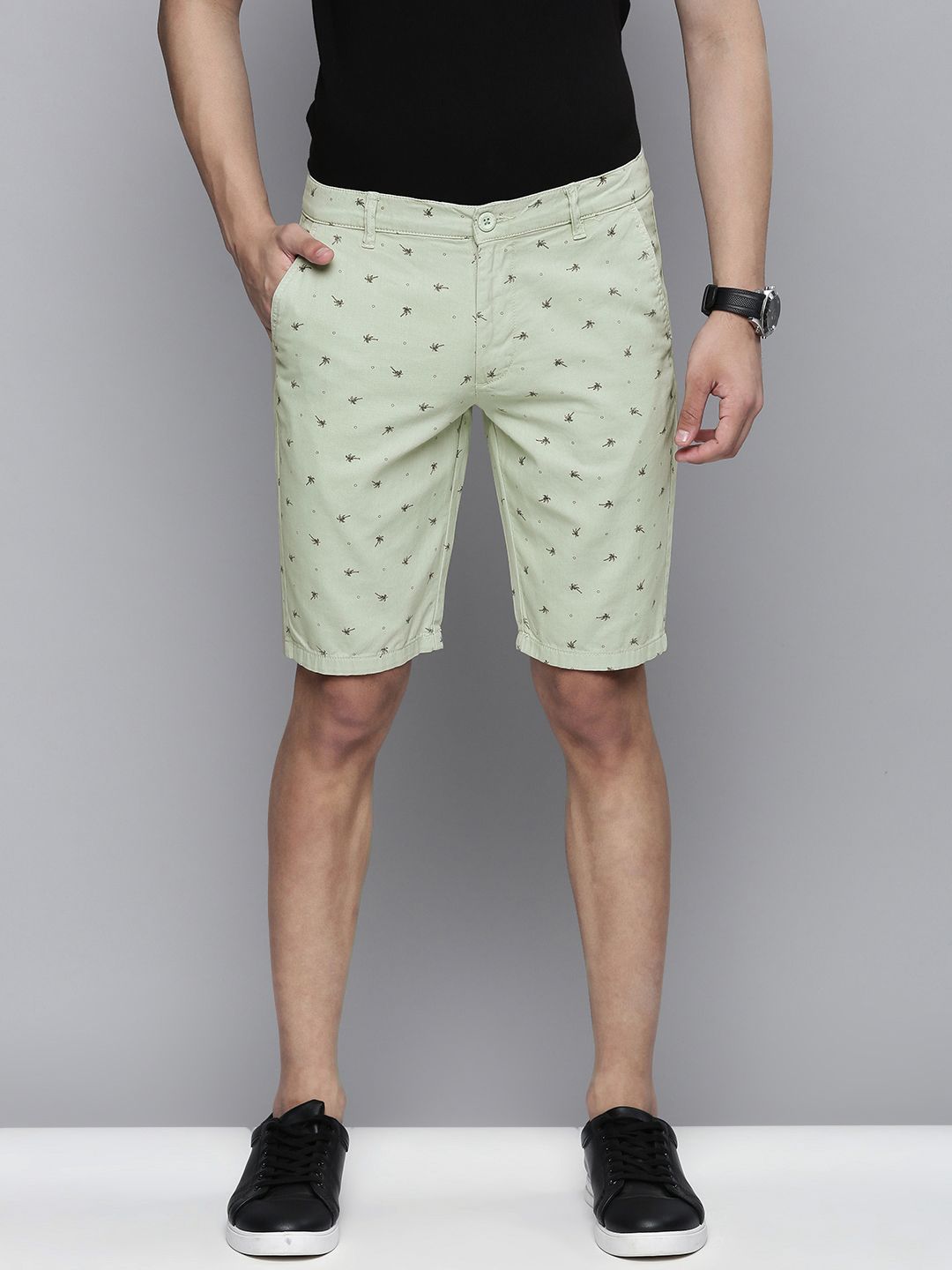 The Indian Garage Co Men Pure Cotton Printed Slim Fit Regular Shorts