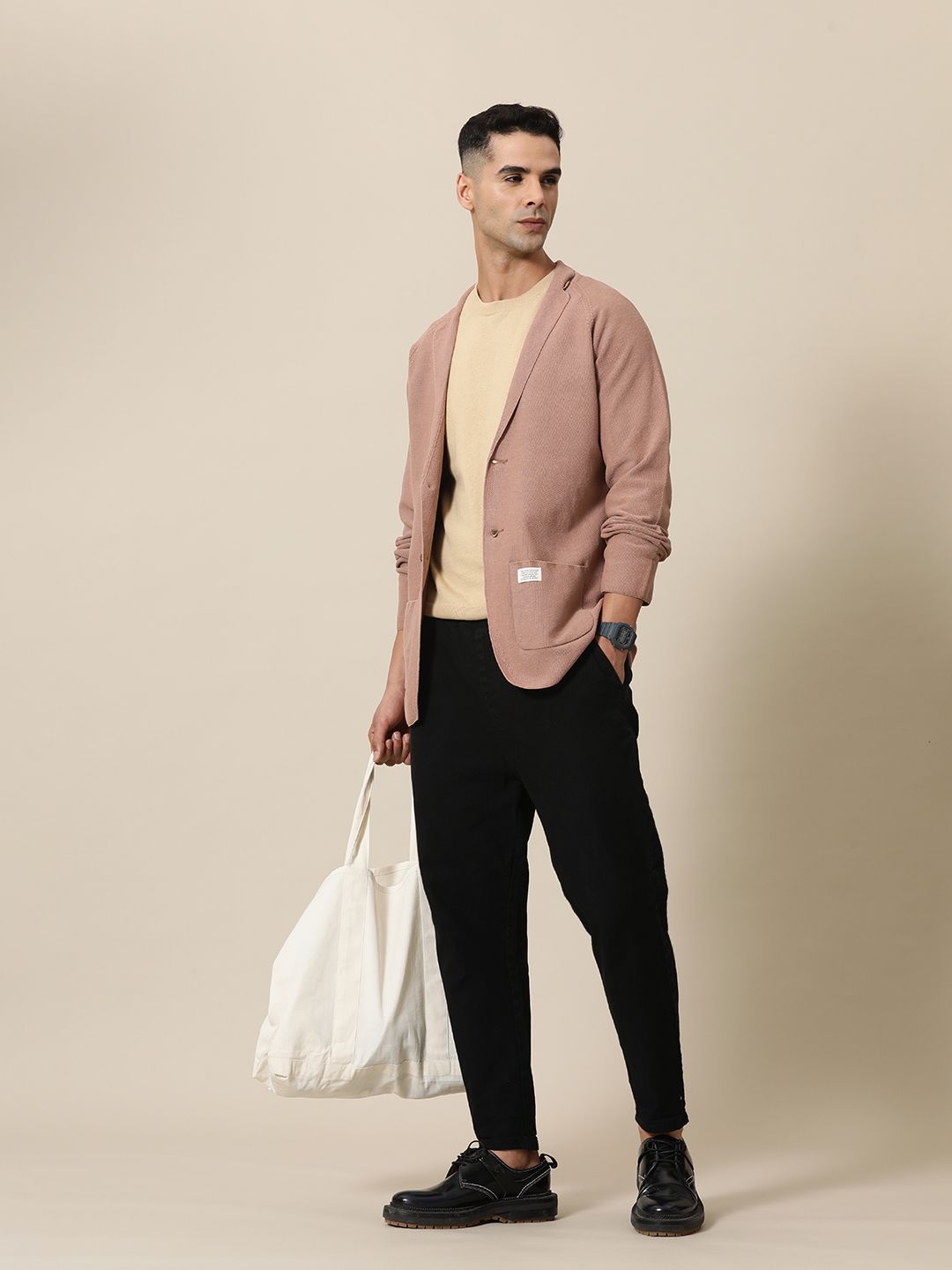 Mr Bowerbird Tailored Fit Lightweight Knitted Single-Breasted Casual Blazer