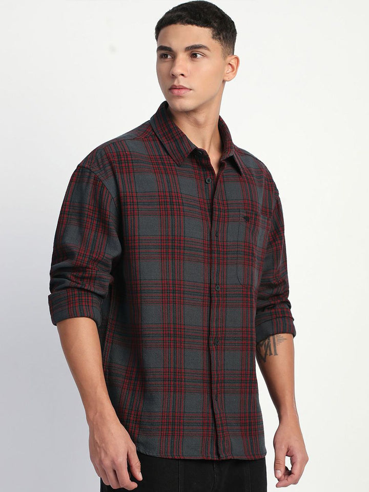THE BEAR HOUSE Men Tartan Checks Opaque Cotton Relaxed Fit Casual Shirt