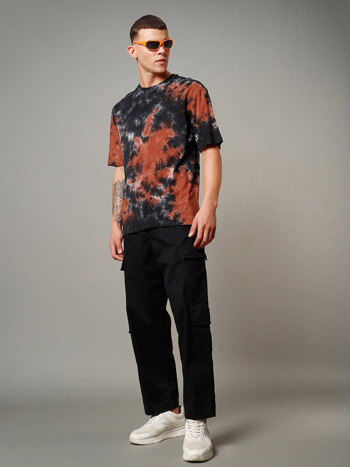Bewakoof Tie and Dye Printed Drop-Shoulder Pure Cotton Oversized T-shirt