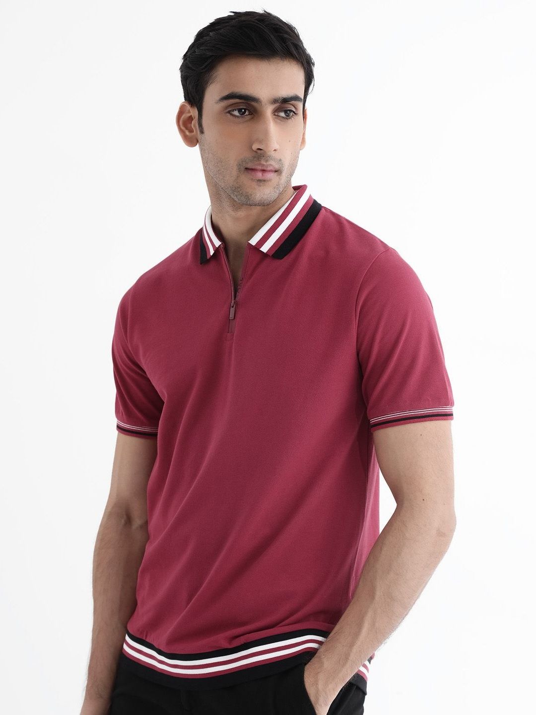 RARE RABBIT Men Polo Collar Regular Fit T-shirt