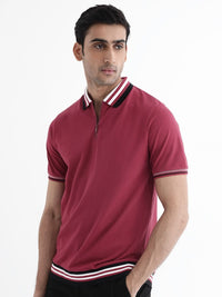 RARE RABBIT Men Polo Collar Regular Fit T-shirt