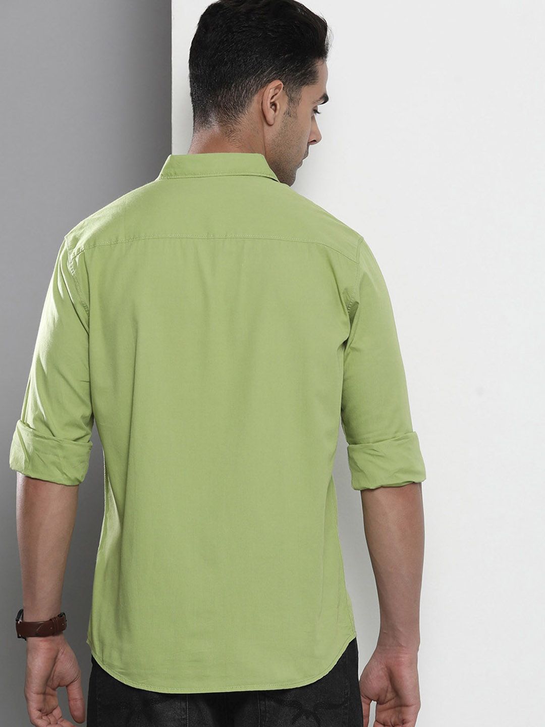 The Indian Garage Co Men Green Pure Cotton Casual Shirt