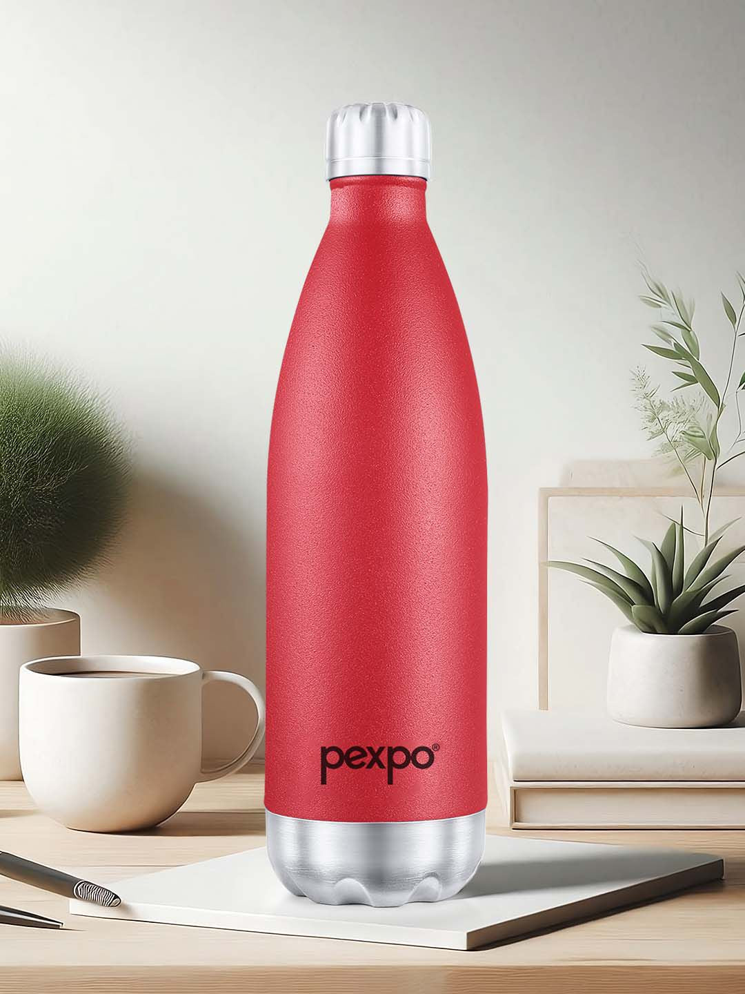 Pexpo Electro Red ISI Certified Thermosteel 24Hrs Hot & Cold Insulated Water Bottle 980ml