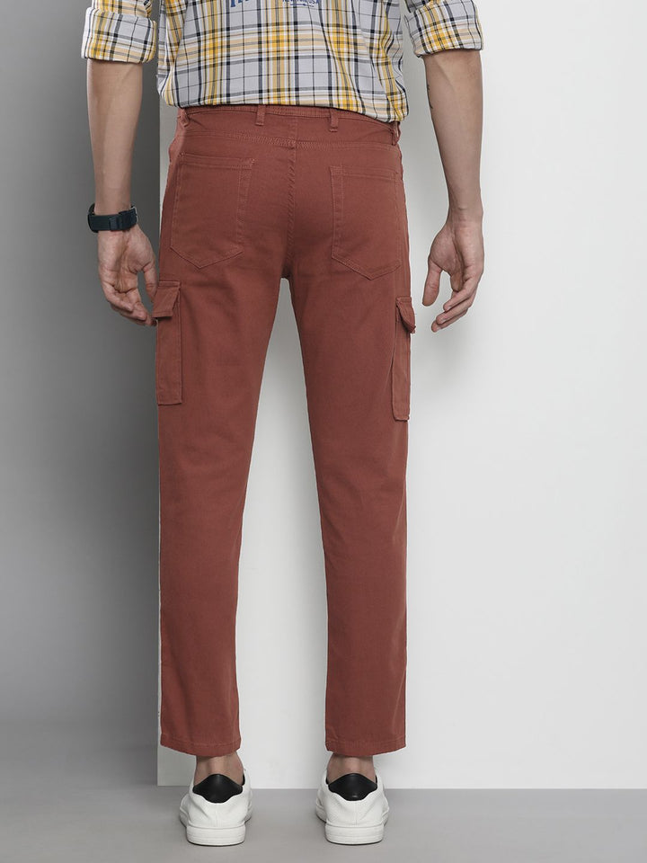 The Indian Garage Co Men Rust Slim Fit Cargos Trousers