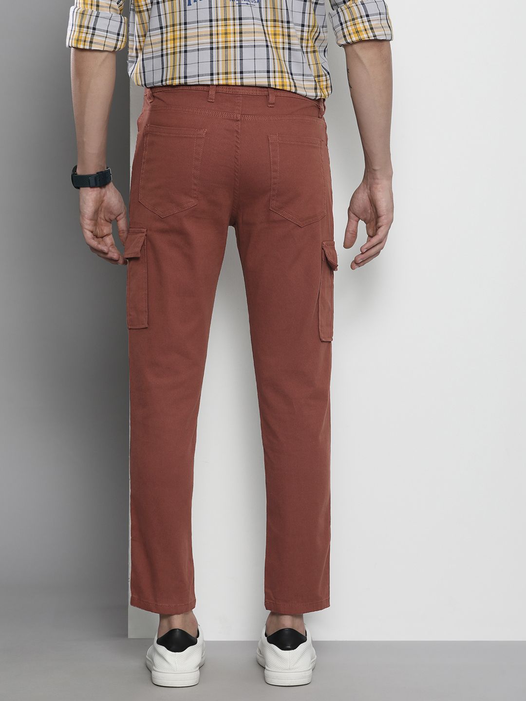 The Indian Garage Co Men Rust Slim Fit Cargos Trousers