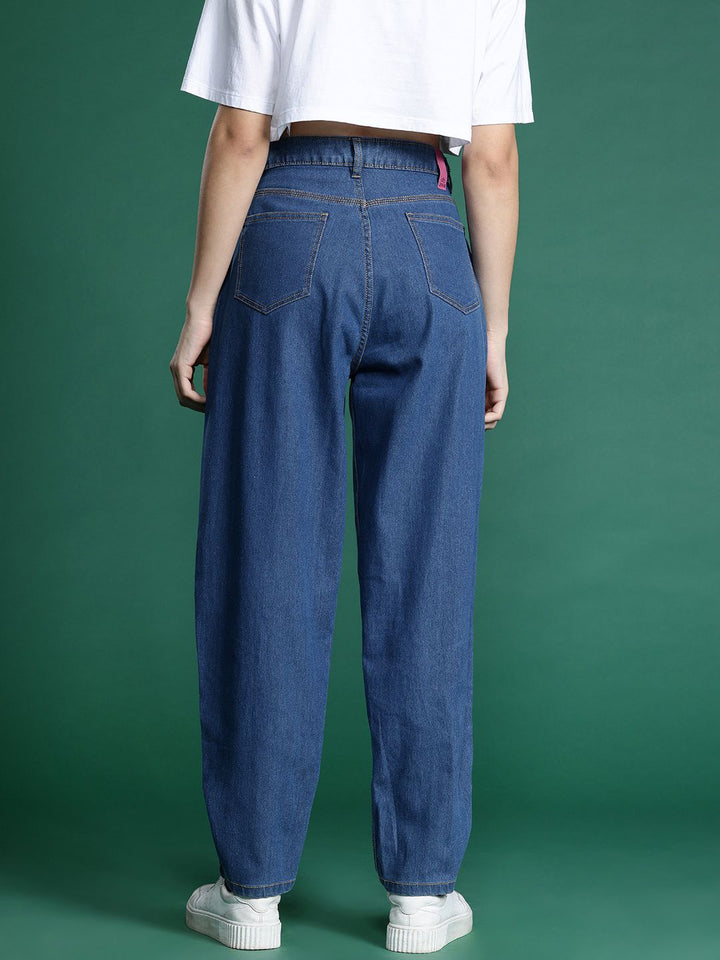DressBerry Women High-Rise Slouchy Fit Stretchable Jeans with Side Stripes