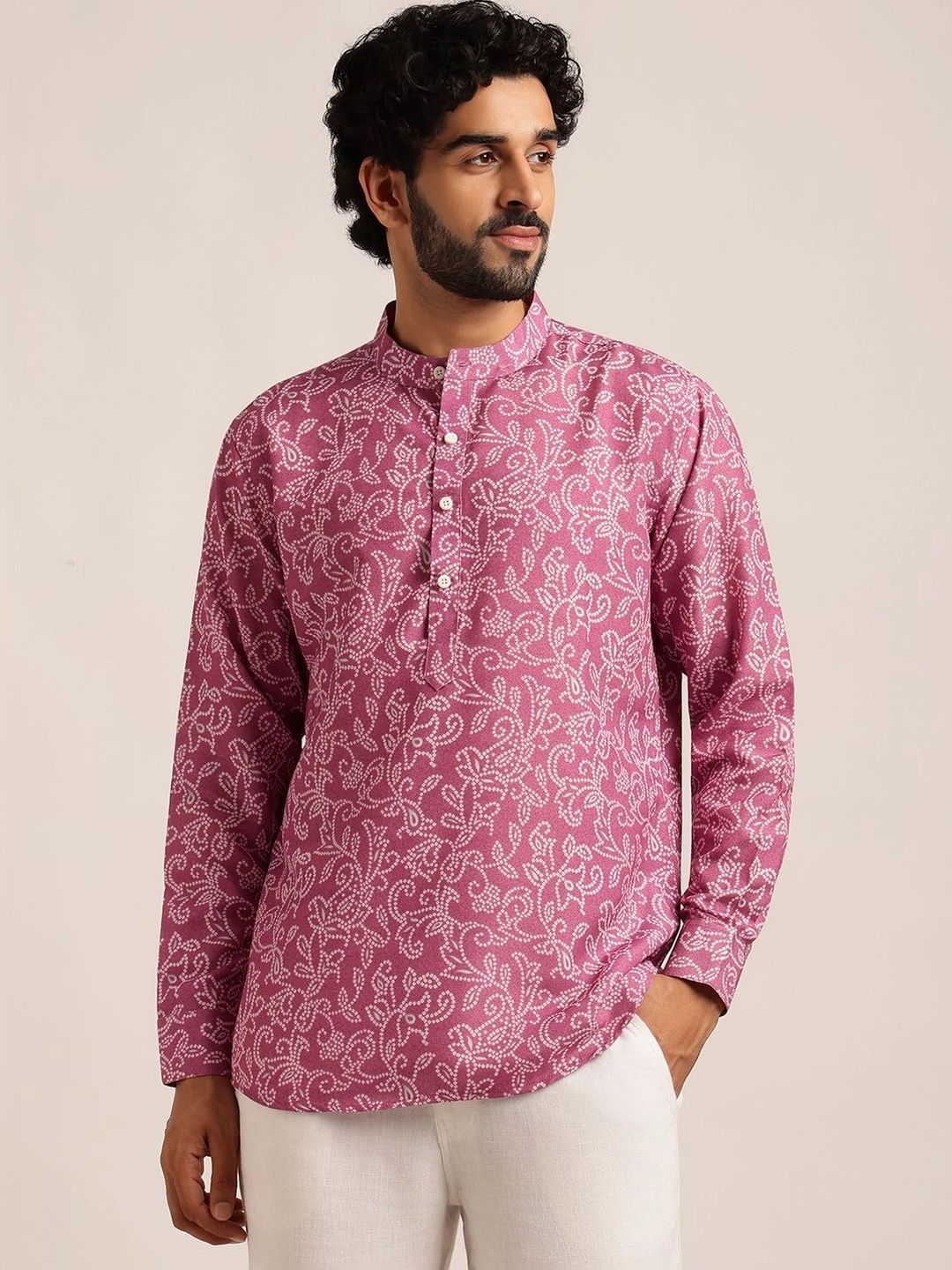 Anouk Lelaki Motif Etnik Cotton Bandhani Printed Kurta