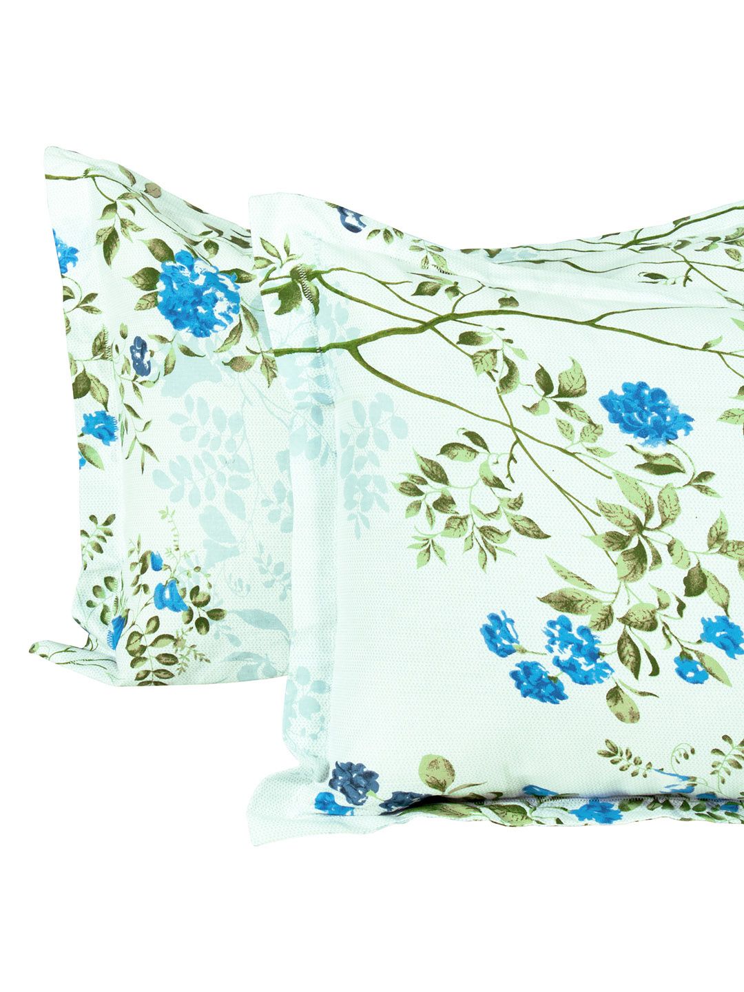 Story@home Ventura Blue Green Floral Printed 144 TC Queen Bedsheet With 2 Pillow Covers