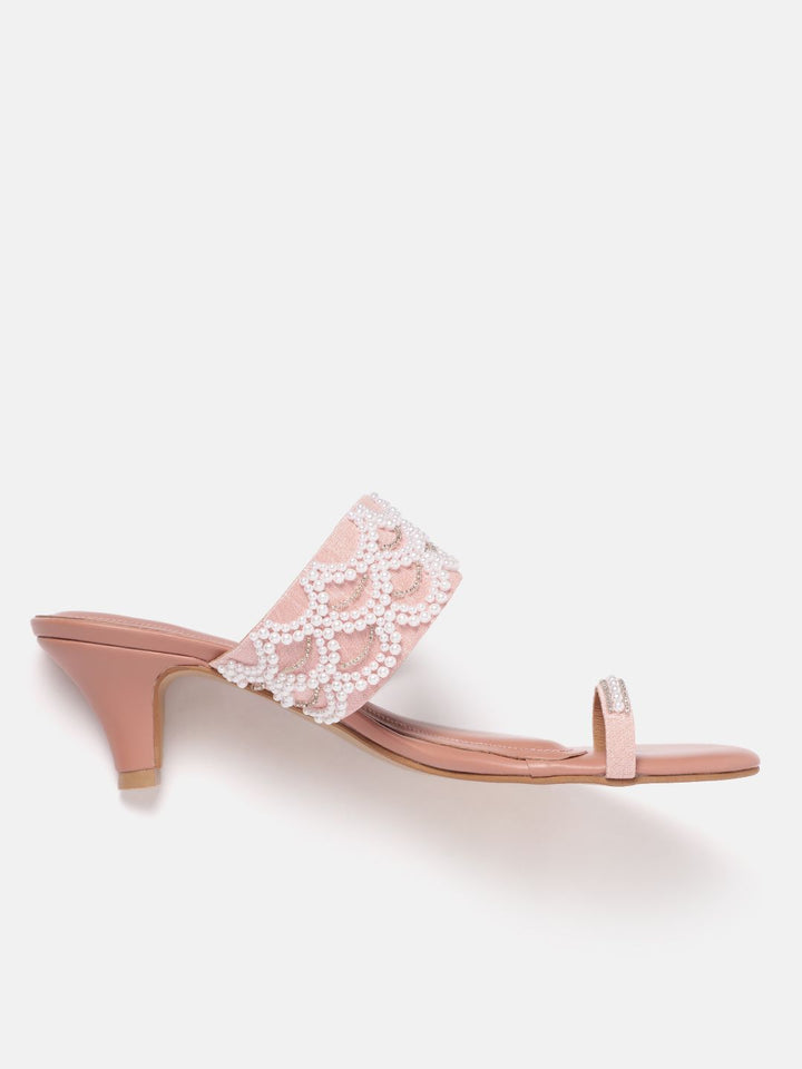 House of Pataudi Ethnic Embellished Kitten Heels