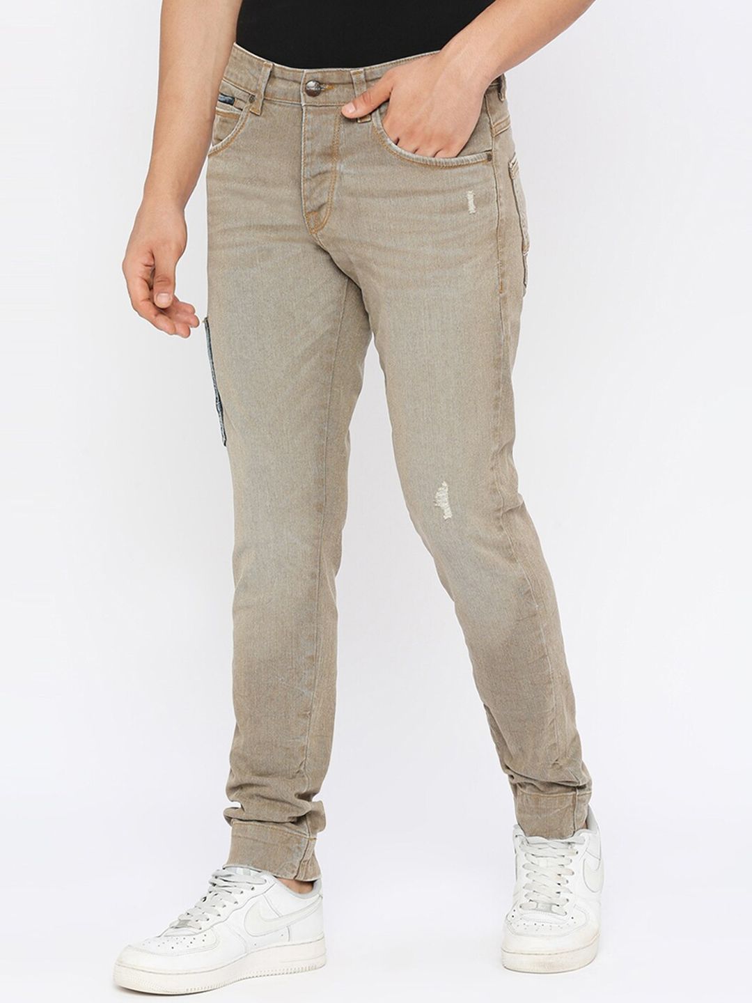 SPYKAR Men Slim Fit Low Distress Light Fade Stretchable Cotton Jeans