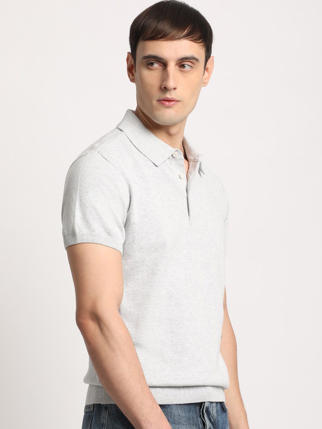 THE BEAR HOUSE Men Solid Regular Fit Cotton Polo Collar T-Shirt
