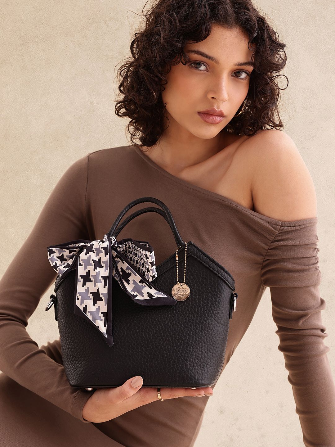 all about you Structured Handheld Bag with Bow Detail