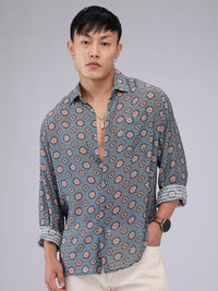 VASTRADO Men Classic Fit Spread Collar Floral Printed Relaxed Fit Casual Shirt