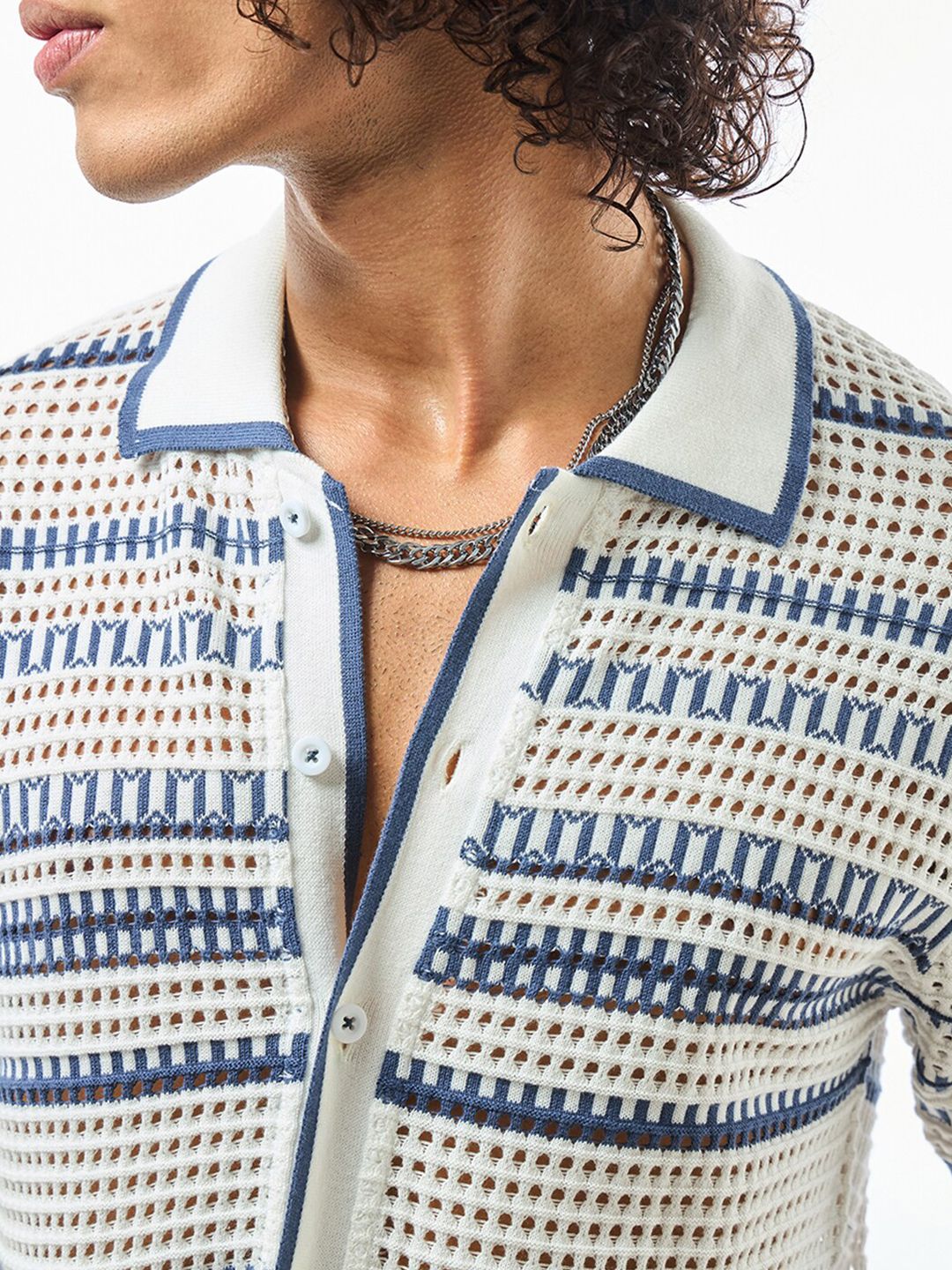 Bewakoof Self Design Pure Cotton Sheer Casual Shirt