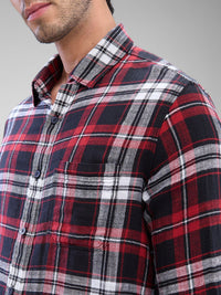 SPYKAR Men Tartan Checks Spread Collar Slim Fit Casual Shirt