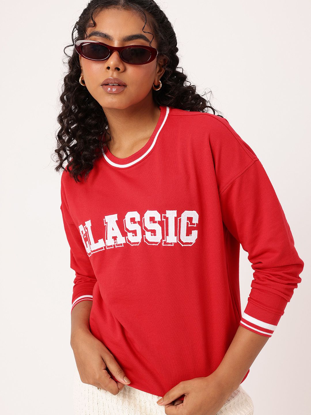 DressBerry Embroidered Relaxed Fit Sweatshirts
