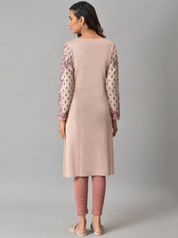 W Women Pink Ethnic Motifs Printed V-Neck Kurta