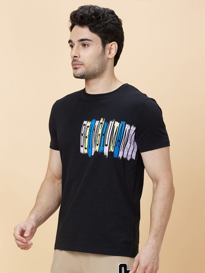 Being Human Men Round Neck Typography Printed T-shirt