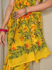 KALINI Yellow Pure Cotton Woven Design Sarees