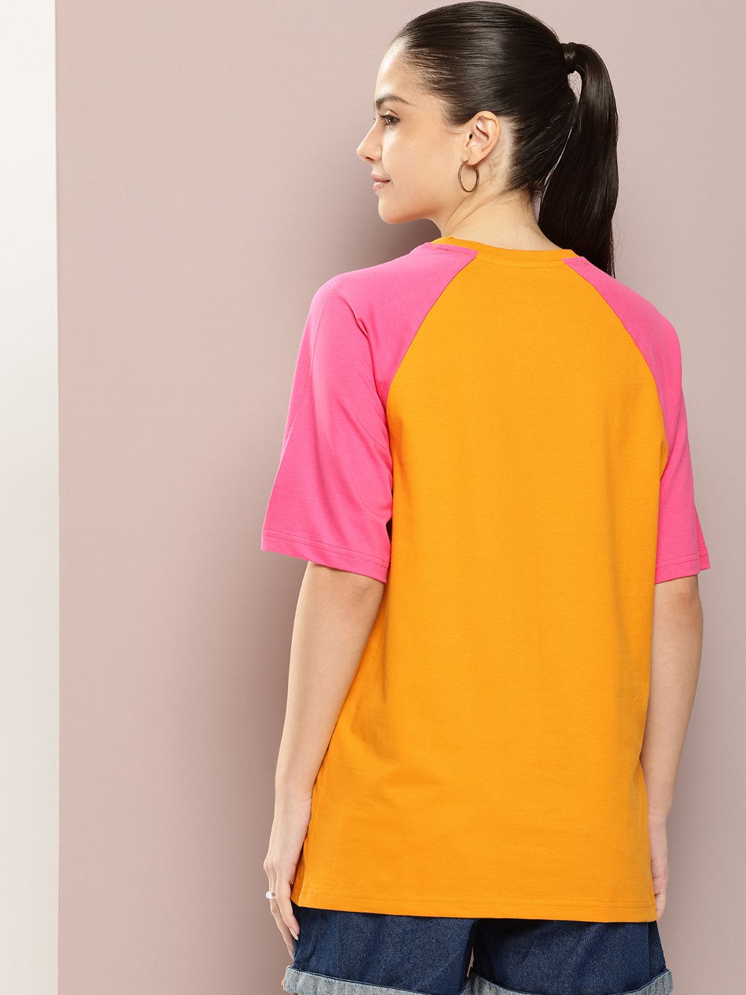 DILLINGER Women Varsity Printed Embossed Oversized T-shirt