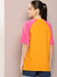 DILLINGER Women Varsity Printed Embossed Oversized T-shirt