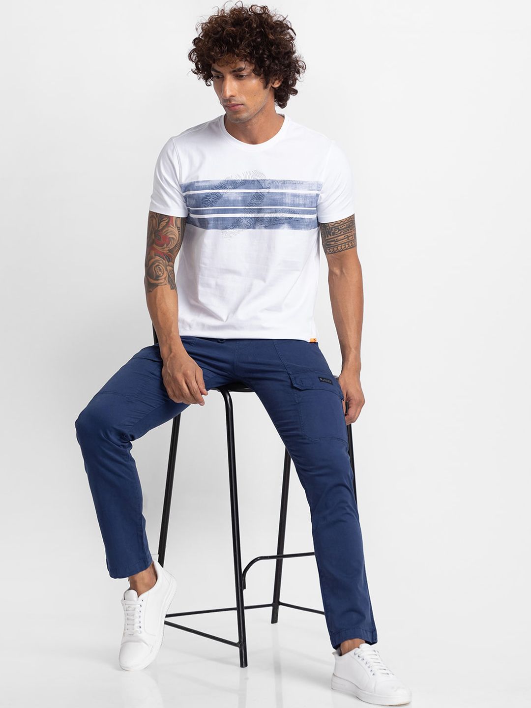 SPYKAR Men Blue Slim Fit Cargos Trousers
