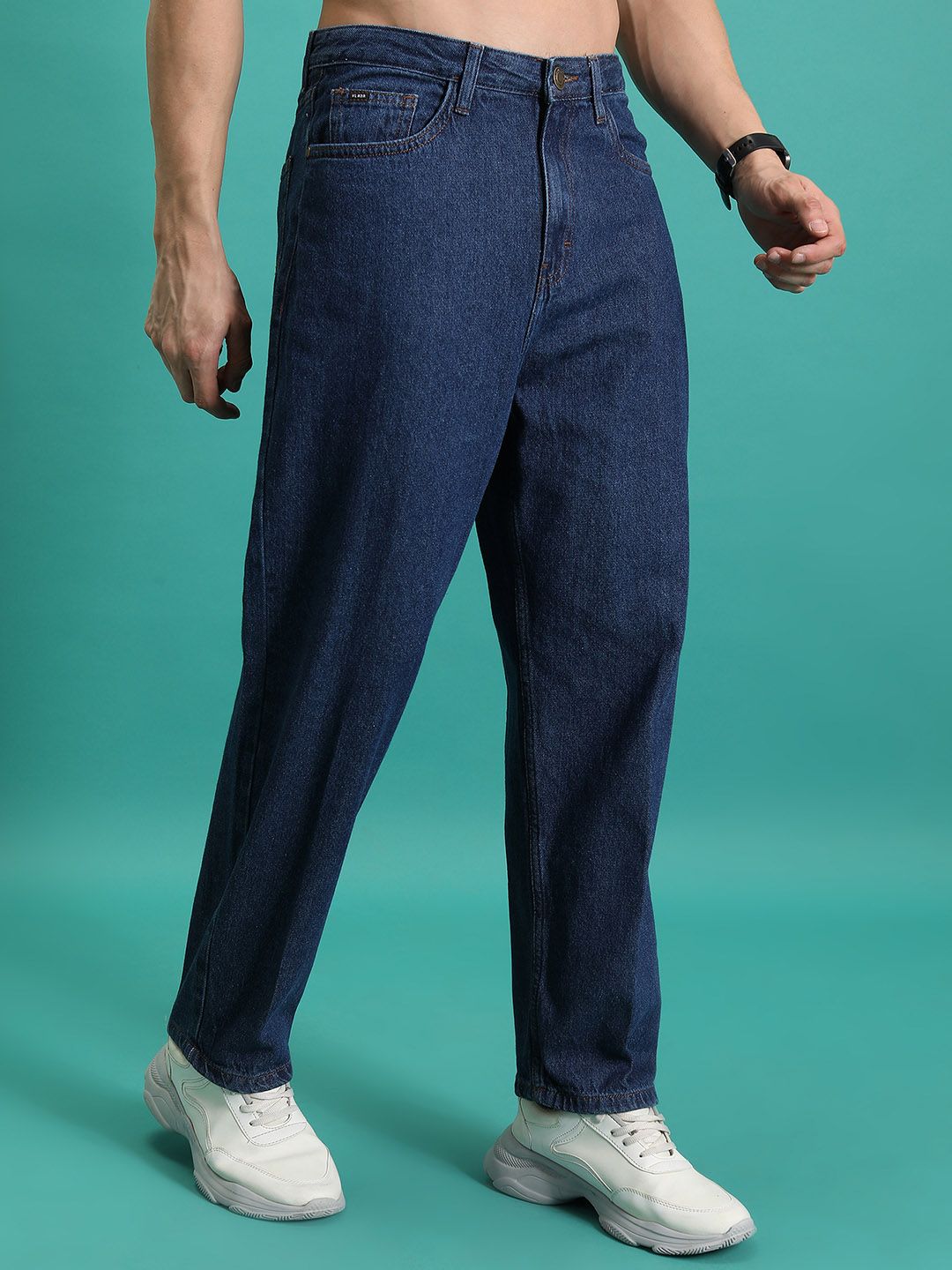HIGHLANDER Men Loose Fit Mid-Rise Cotton Baggy Jeans