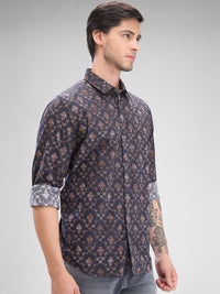 SPYKAR Men Ethnic Printed Spread Collar Slim Fit Casual Shirt