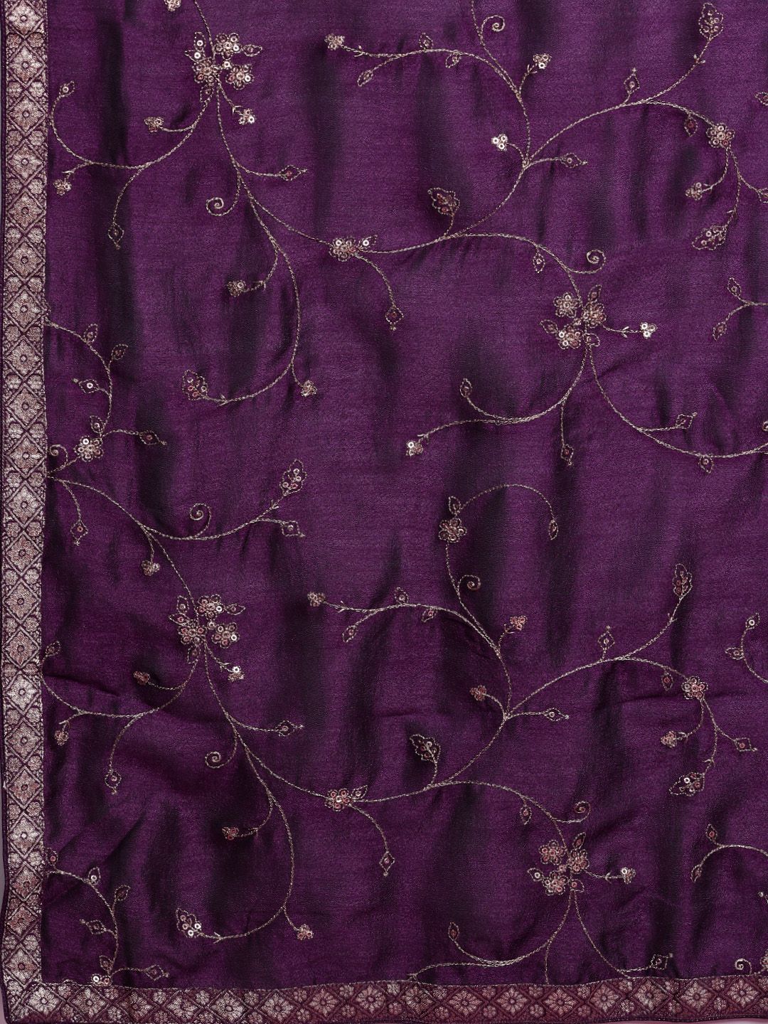 Indo Era Floral Embroidered Sequinned Kurta With Trousers & Dupatta